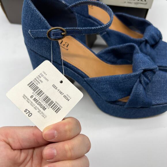 a.n.a Womens Holland Heeled Sandals Denim Platform Size 6M - Picture 5 of 12